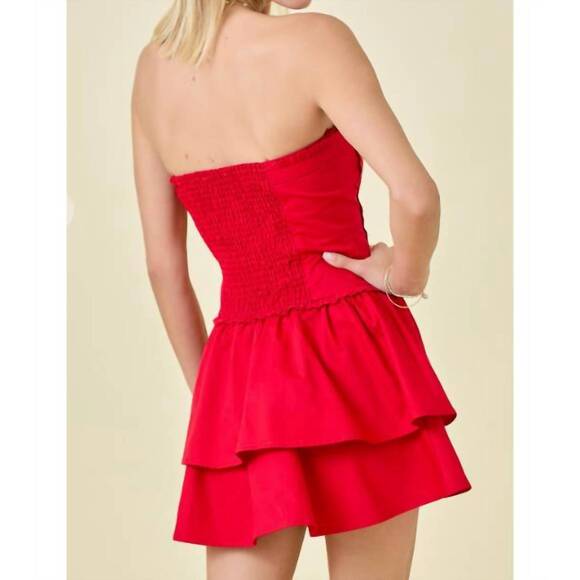 NEW DAY + MOON sweet escape strapless mini dress in red - Picture 3 of 3